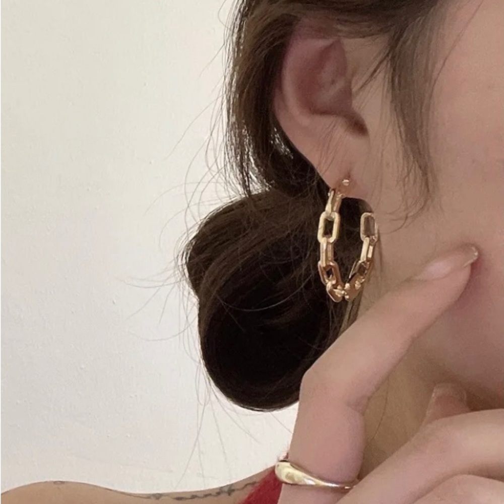 Chic Chain Fashion Round Hoop Earrings Accessories Jewelry